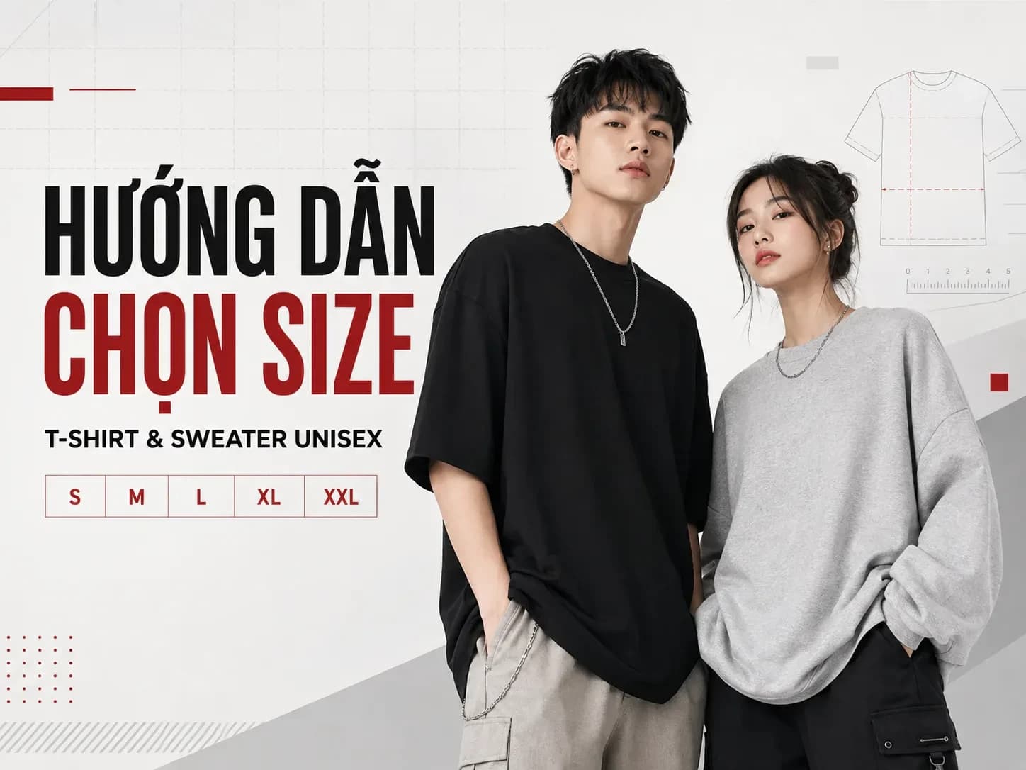 Hướng dẫn chọn size áo T-shirt và Sweater unisex chuẩn, dễ áp dụng